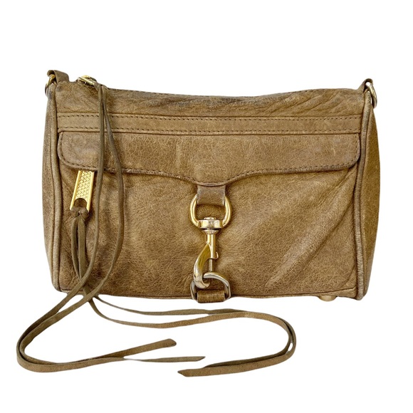 Rebecca Minkoff Mini Mac Leather Clutch Bag Tan - Picture 1 of 9